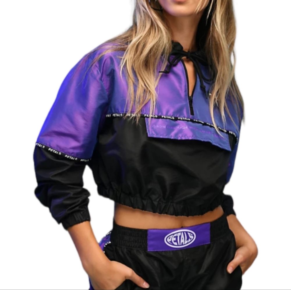 ZUMIEZ | Petals by Petals & Peacocks Black & Iridescent Purple Crop Windbreaker